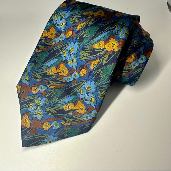 Lanvin Paris Cravat, Abstract Nature Designer Modern Silk Luxury Tie 3.5” 60” - Picture 8 of 8
